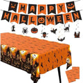 4 Pack Halloween Tablecloth with Banner Hanging Decorations, 54x72 Inch Rectangle Plastic Table Cover Halloween Indoor Outdoor Indoor Decor Party Supplies by Cusfele