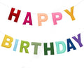 Felt Happy Birthday Banner, Pre-Strung 3D Birthday Rainbow Garland Banner | by Unknown