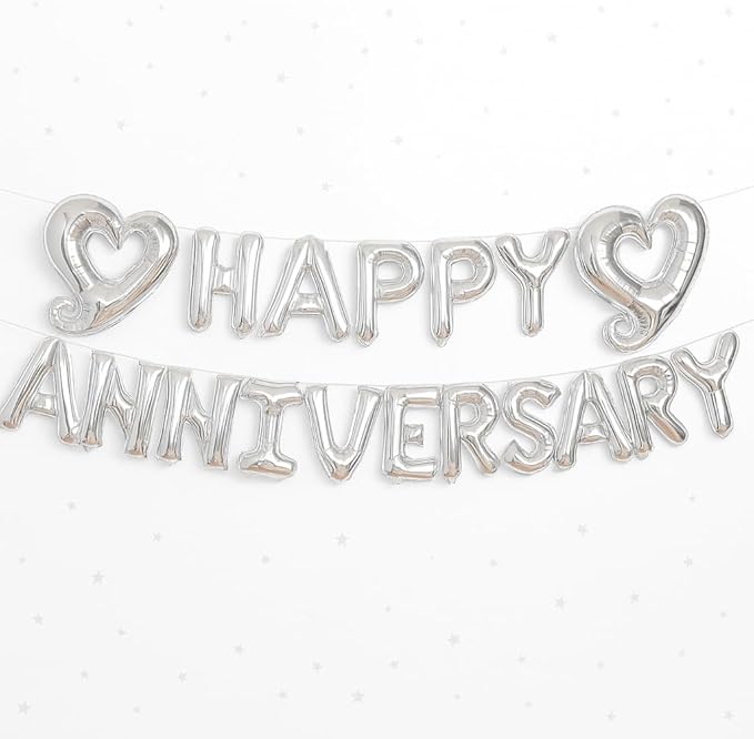 KatchOn Silver Happy Anniversary Balloons 18 Inch, Anniversary Decorations | by KatchOn