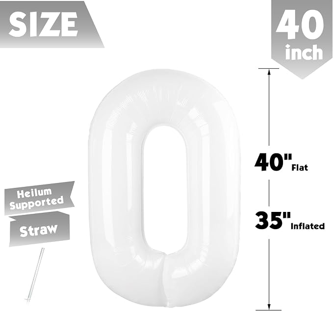 40 Inch White Number 0 Balloon Birthday Party Decorations - Image 5