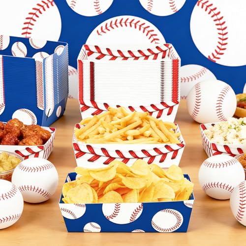 50 Pcs Baseball Party Decorations, Disposable Food Tray, 2 Designs - Image 4