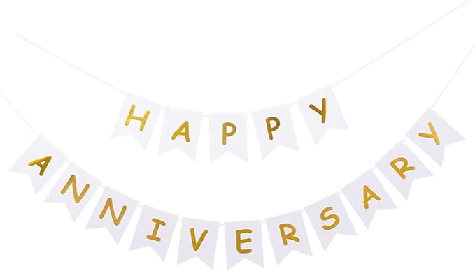 White Happy Anniversary Banner, Party Supplies by Unknown