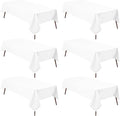 Hiasan 6 Pack White Tablecloth 54 x 80 Inch, Rectangle 4 Feet Table Cloth - Waterproof and Wrinklr Resistant Washable Polyester Fabric Table Cloth for Dining Room and Outdoor Use