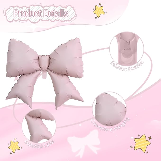 4pcs Jumbo Oversized Ribbon Balloons Coquette Bow Balloons Bow Party Coquette - Image 5