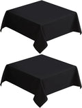 VidaFete Square Tablecloth 2 Pack 52 x 52 Inch Tablecloths Stain Wrinkle Resistant Polyester Dining Table Cover for Kitchen Dinning Party Wedding Rectangular Tabletop Buffet Decoration(Black)