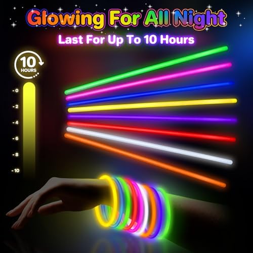 SpringFlower 300Pcs Glow Sticks Bulk Party Supplies, Glow Sticks for Kids Party Favors, Glow in The Dark Party Supplies, Light Up Party Decorations, Wedding, Birthday, Halloween , 8 Colors - Image 7