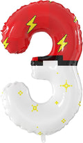 40 Inch Giant Red and White Cartoon Theme Number Foil Balloons by SIXONEAIEN