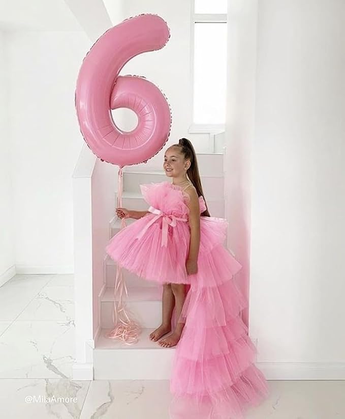 6 Balloon Numbers Party Decorations, 40In Pearl Pink Balloons - Image 2