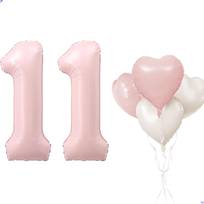 Pink 11 Balloon Number Pastel Pink 11th Birthday Party Decorations by Unknown