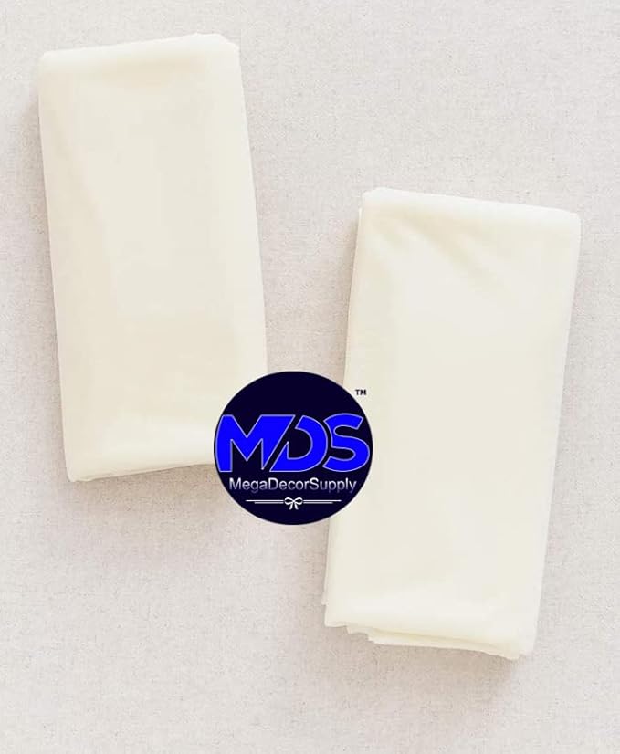 MDS Halloween Chiffon Draping Fabric - 2 Panel, 30" Wide x 50ft Long - Sheer Spooky Arbor & Canopy Drapery for Haunted House Backdrops, Party Ceilings, DIY Costumes & Themed Events - Ivory