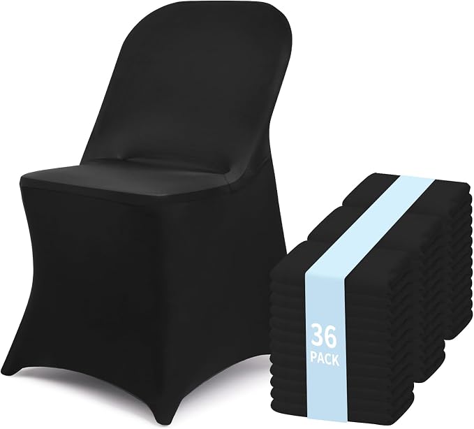 Fixwal 36 Pcs Black Folding Chair Covers Spandex Stretch Slipcover | Spandex by Fixwal