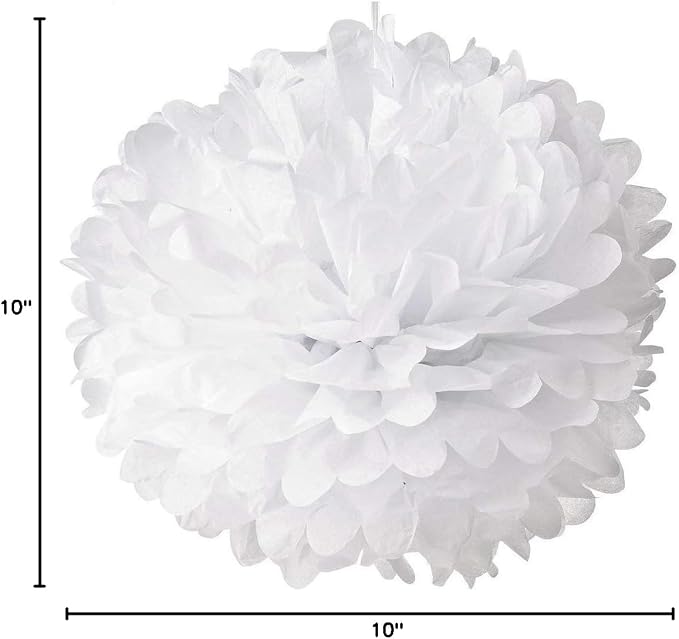 10pcs White Tissue Hanging Paper Pom-poms, Hmxpls Flower Ball Wedding Party - Image 9