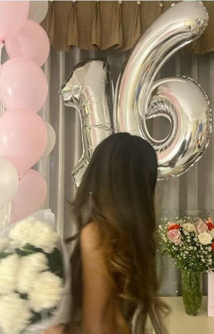 Silver Number 6 Balloon 40 inch, Balloon numbers party supplies, deco photo - Image 6