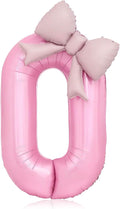 Bow Pink 0 Balloons, 40 Inch Giant Pink Bow Helium Foil Number 0 by Vsdski