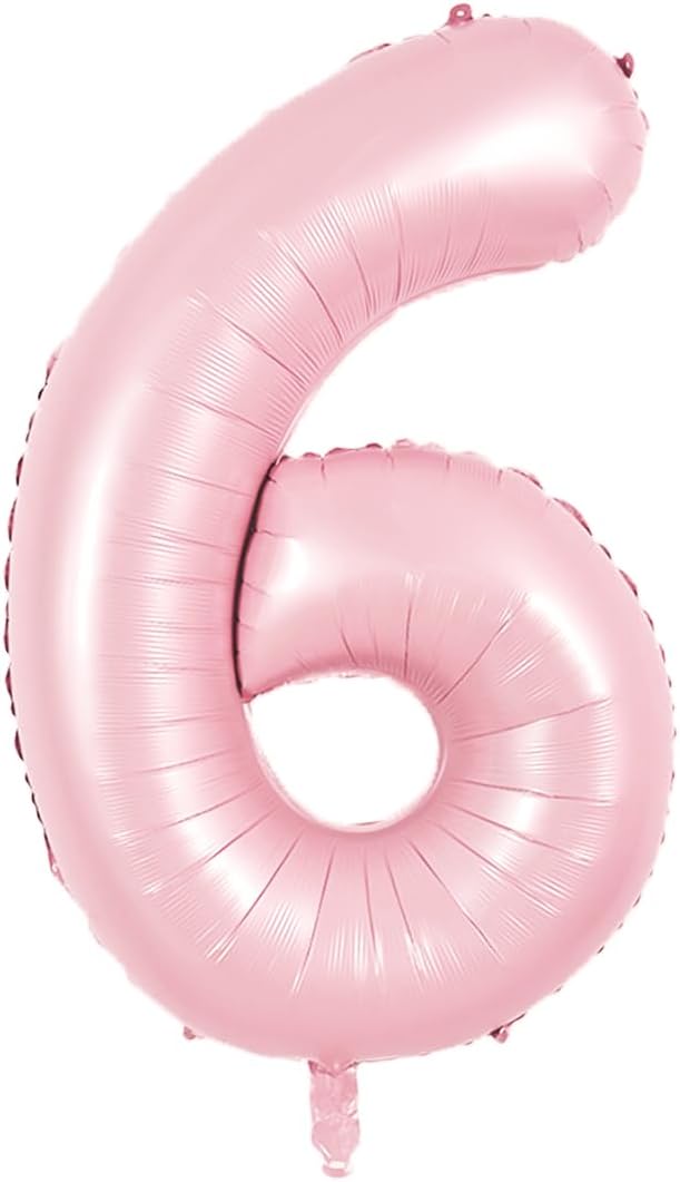 TONIFUL 40 Inch Pastel Pink Number 6 Balloons Large Foil 6th Birthday Decor | by TONIFUL