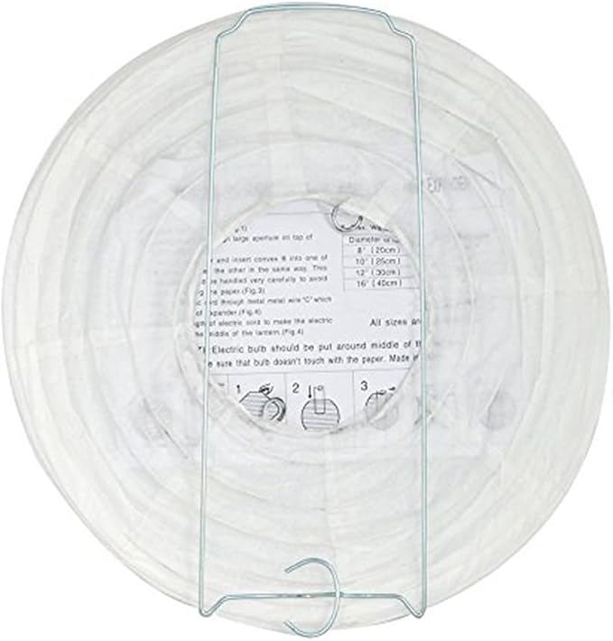 12Pcs 6 Inch White Paper Lanterns Decorative Chinese, Japanese Hanging Round - Image 2