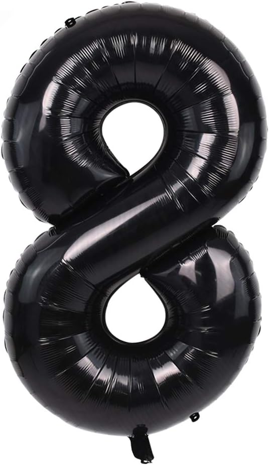 TONIFUL 40 Inch Black Number 8 Balloons Large Foil 8th Birthday Decorations | by TONIFUL