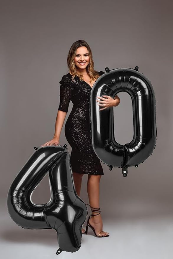 Large Number 0 Balloons Black Birthday Party Decorations - Image 2