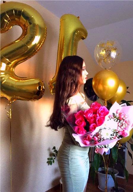 Big 40 Inch Gold 12 21 Number Balloon Birthday Decoration, Number 12 21 Helium - Image 6