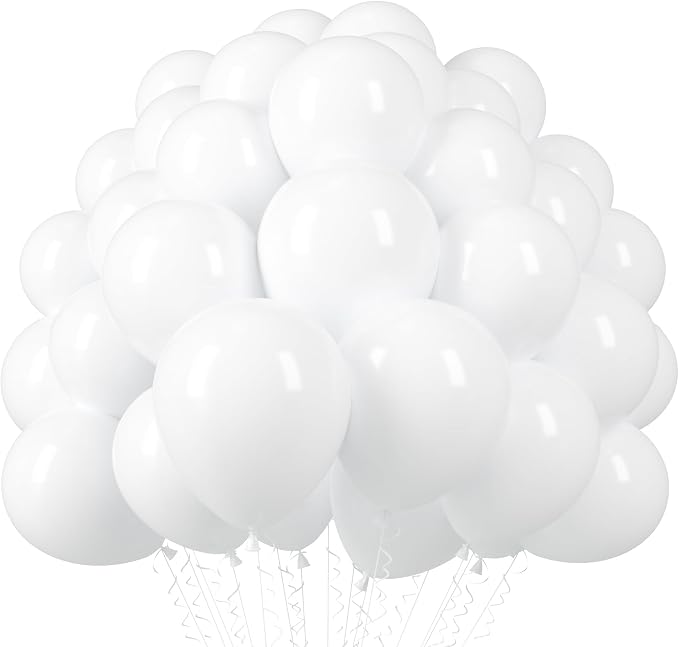 Voircoloria 110pcs White Latex Party Balloons, 12inch | by Voircoloria