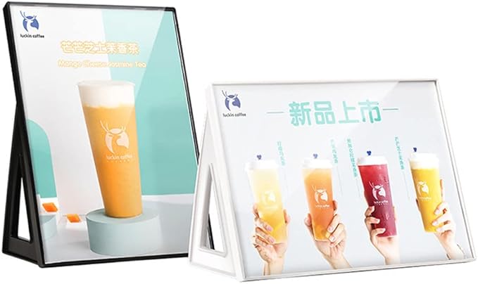 ABS Plastic Sign Holder，Menu Displays L Shape Sign Stand Vertical/Horizontal Use (White A4 210×297mm/8.27×11.69inches)