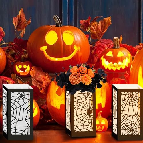 Halloween Party Decoration 4 Pcs Halloween Table Centerpieces Boxes Spider Web Paper Lantern Boxes Halloween Goodie Bag Candy Boxes for Table Decoration Halloween Birthday Party Supplies 5x5x9.5in - Image 4