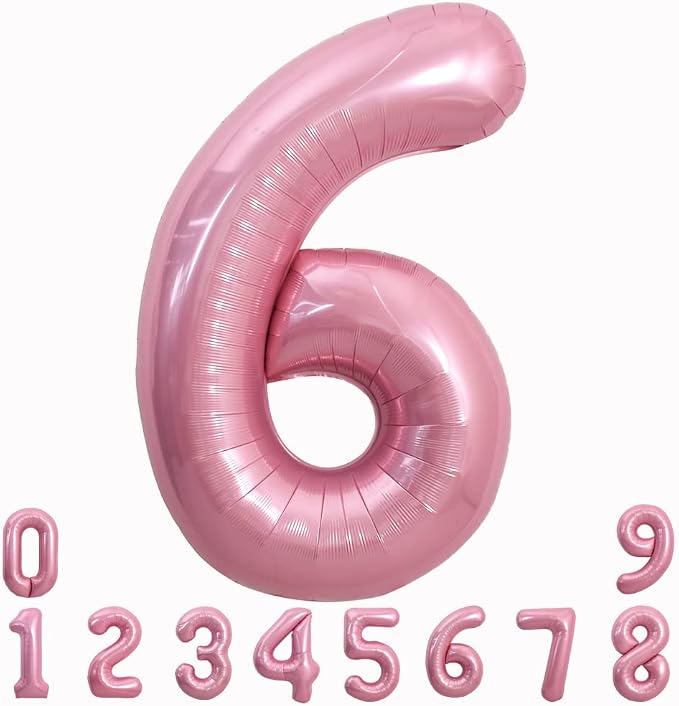 TONIFUL 40 Inch Pink Number 6 Balloons Large Foil 6th Birthday Decorations | by TONIFUL