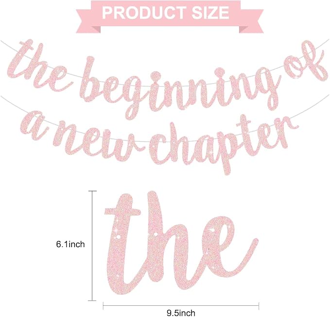 BEISHIDA Light Pink Pre-Strung The Beginning of A New Chapter Banner | Glitter - Image 2