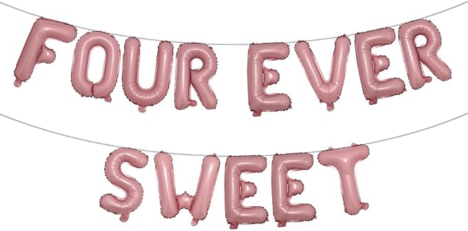 Four Ever Sweet Birthday Decorations, 4 Four Years Old Fourth 4th Girl Boy by RUIANSI
