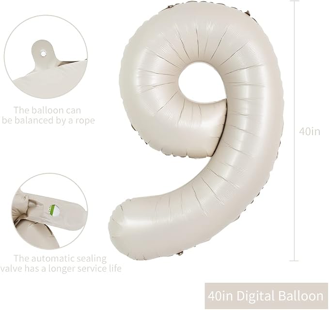TONIFUL 40 Inch Cream White Large Numbers Balloon 0-9 Birthday Party Decorations - Image 2