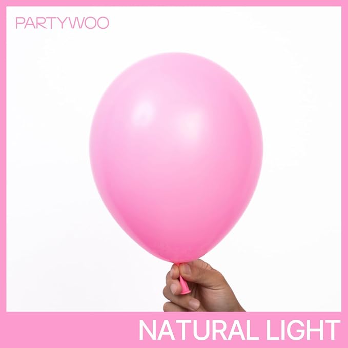 PartyWoo Pink Balloons 101pcs Pink Matte Latex Helium Balloons 12 Inch | Girl - Image 3