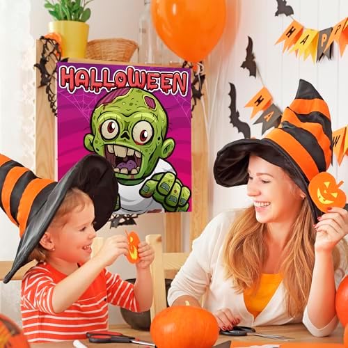OHOME Halloween Games for Kids - Pin The Eyeball on The Zombie Game | Halloween Crafts Toys Gifts Birthday Party Supplies for Kids | HALLOWEEN Treats Activities Party Favors Decorations for Family - Image 5