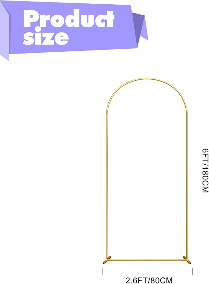 Wedding Arch Backdrop Stand 6FT Gold Wedding Balloon Arched Backdrop Stand - Image 3