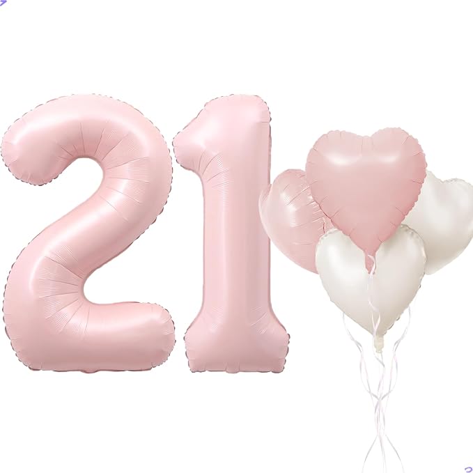 Pink 21 Balloon Number Pastel Pink 21st Birthday Party Decorations by Unknown