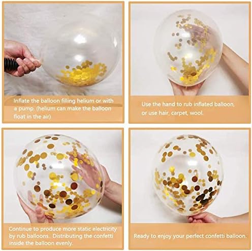 Zesliwy Black and Gold Confetti Balloons, Party Decor | Gold Metallic and Black - Image 3