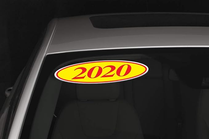 EZ-Line Oval Model Windshield Year Stickers for Car Windows Red and Yellow Large Vinyl Dealership Supplies 1 Dozen Pro Pack (2012)
