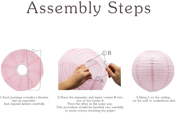 Pink Round Chinese Paper Lanterns Decorative - Image 7