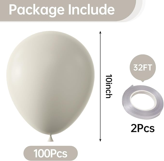 10 Inch Retro White Sand Balloons - Image 2