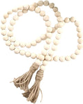 IMIKEYA Wood Bead Garland with Tassels 57In Natural Rustic Farmhouse Decor by IMIKEYA