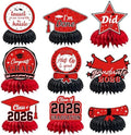 Graduation Decorations 2026 2027 - Red Graduation Honeycomb for Table Centerpiece | Graduation Party Decorations Class of 2026,Table Toppers for Graduation Party Favors Supplies Indoor Outdoor by OHOME