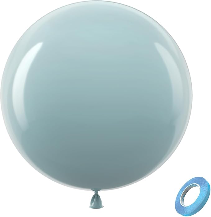 Bezente Dusty Blue Giant Latex Round Balloons 36 Inch 8 Pack | Haze Blue by Bezente