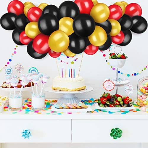TecUnite 100 Pcs Red Black Gold Latex Balloons 13 Inch Colorful Round Balloons - Image 6