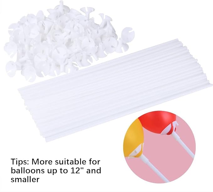 PP OPOUNT 50 Pieces Balloon Sticks Upgraded Version 12.6 Inch White Balloon - Image 3