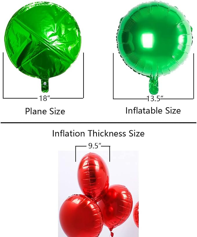 18" Green Round Shaped Foil Balloons Mylar Helium Balloons - Image 3