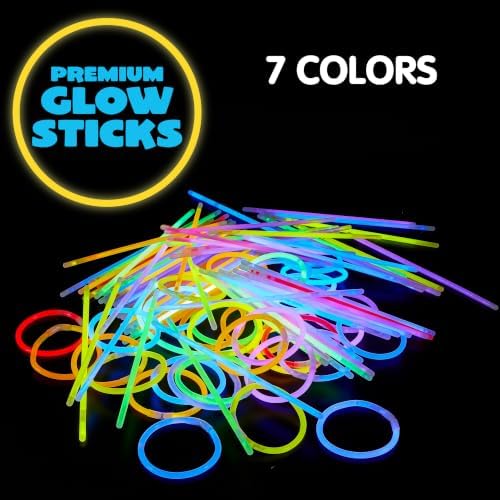 JOYIN 1000 Pcs 8" Glow Sticks Bulk Party Favors Pack, Neon Glow in the Dark Party Supplies, Light Up Necklaces and Bracelets with Connectors for Halloween, Football, Birthday Decorations - Image 2