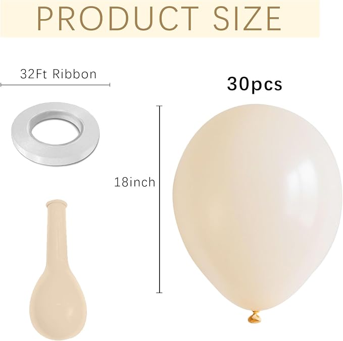 Cream Balloons Latex Party Balloons 100 Pack 12 inch Round Beige Neutral Sand - Image 2