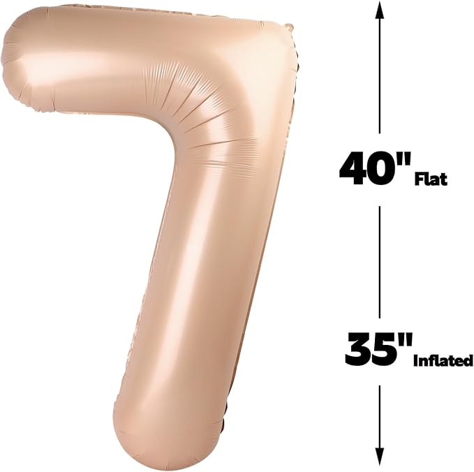 Light Brown Number 7 Balloon 40 inch, Light Brown Birthday Party Decorations | - Image 3