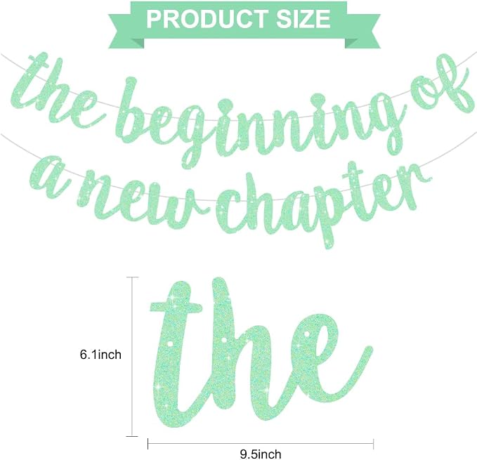 BEISHIDA Light Green Pre-Strung The Beginning of A New Chapter Banner | Glitter - Image 2