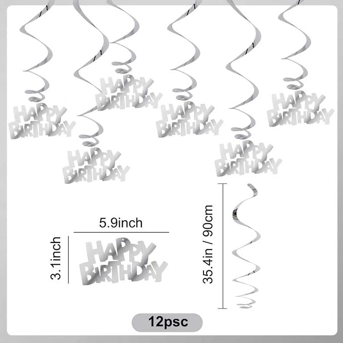 BEISHIDA 12 Pcs Pre-Strung Happy Birthday Hanging Swirl Decorations - Image 2