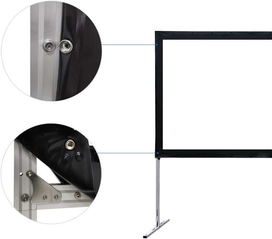 Projector Screen with Stand 144inch, SCREENPRO Portable Fast-Folding Movie Screen with (Max 20.7") Adjustable Leg and Carry Bag, 16:9 HD 4K Indoor/Outdoor Projector Screen for Home Theater